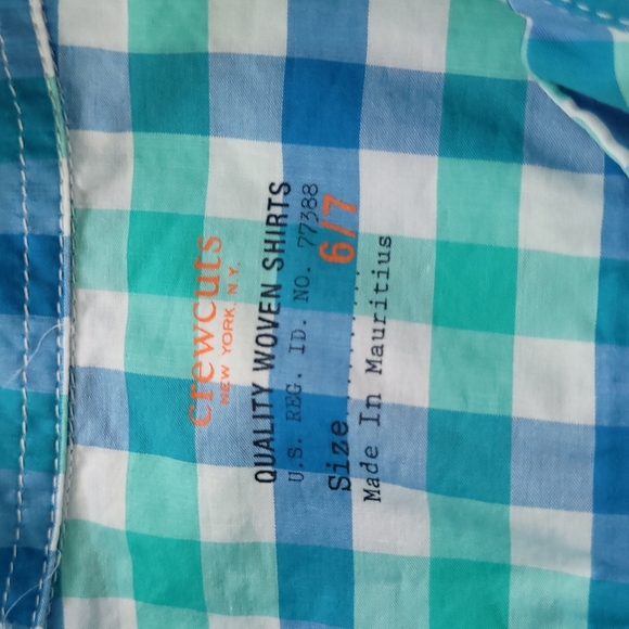 JCREW Crewcuts Long-sleeve button-down shirt, NWT, checkered pattern, Size 6-7, - Picture 2 of 5